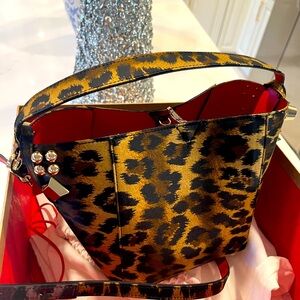 NWT Christian Louboutin satin animal print tote